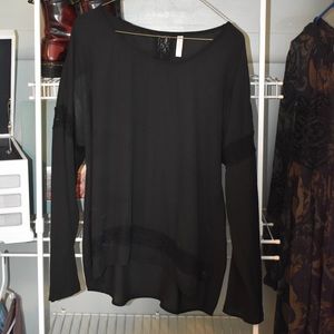 Black lace and rayon blouse
